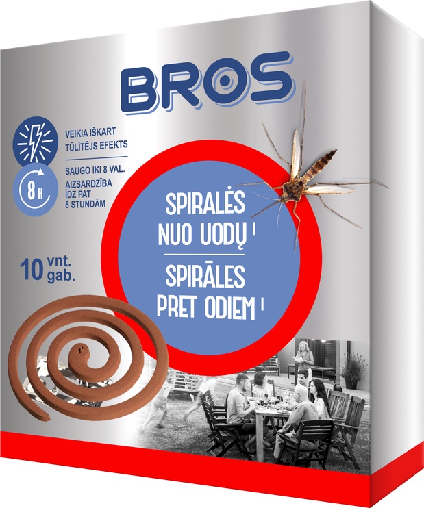 Uodų atbaidymo spiralė Bros uodams atbaidyti, 100 g, 10 vnt.