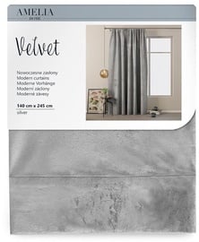 Ночные шторы AmeliaHome Velvet Pleat, серебристый, 1400 мм x 2450 мм