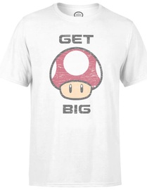 Nintendo T-Shirt Super Mario Get Big Mushroom White L