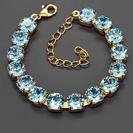 Diamond Sky Bracelet Classic Aquamarine Blue With Swarovski Crystals