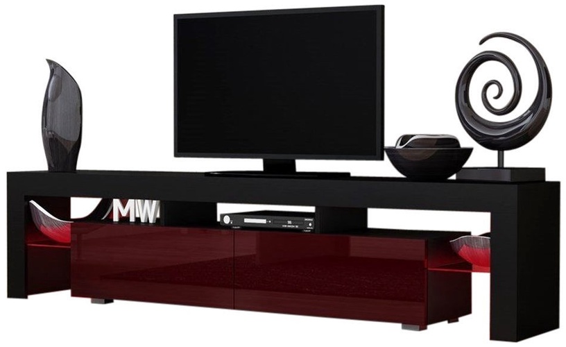TV-laud Pro Meble Milano 200, must/punane, 200 cm x 35 cm x 45 cm