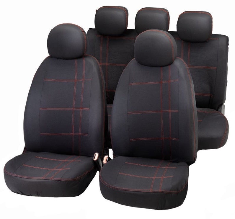 Чехлы для автомобильных сидений Bottari Embroidery Seat Cover Set Black Red
