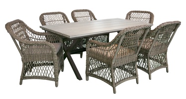 Home4you Laurino Table And Six Chairs Set Brown
