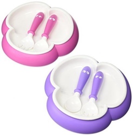 BabyBjorn Baby Plate, Spoon & Fork Pink/Purple