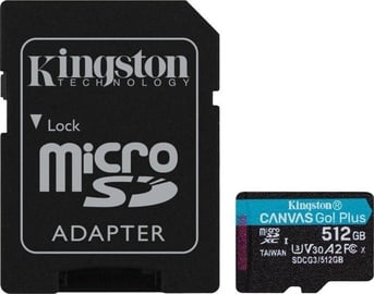 Mälukaart Kingston Canvas Go! Plus 512GB microSDXC UHS-I Class10 w/Adapter