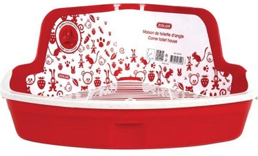 Zolux Corner Hooded Litter Tray For Rodents Red