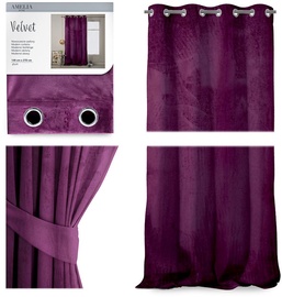 Nakts aizkari AmeliaHome Velvet, violeta, 140 cm x 270 cm