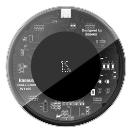 Laadija Baseus Simple Fast, USB Type C/Qi, 1 m, läbipaistev/must