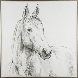 Home4you Oil Painting w/ Frame 80x80cm Horse