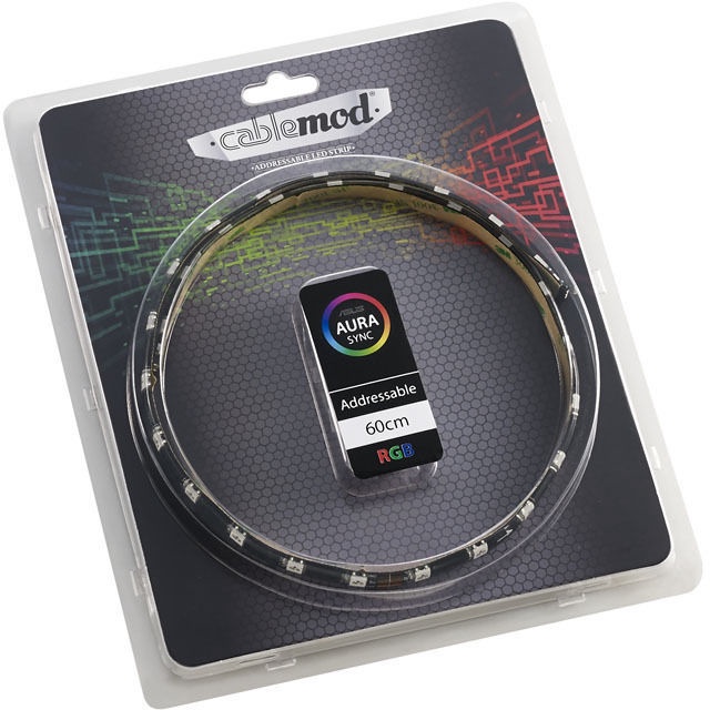 Gaismas diožu lente ar lipīgu stiprinājumu Cablemod RGB, melna