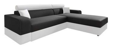 Stūra dīvāns Idzczak Meble Infinity Lux Black/White, labais, 184 x 184 x 95 cm