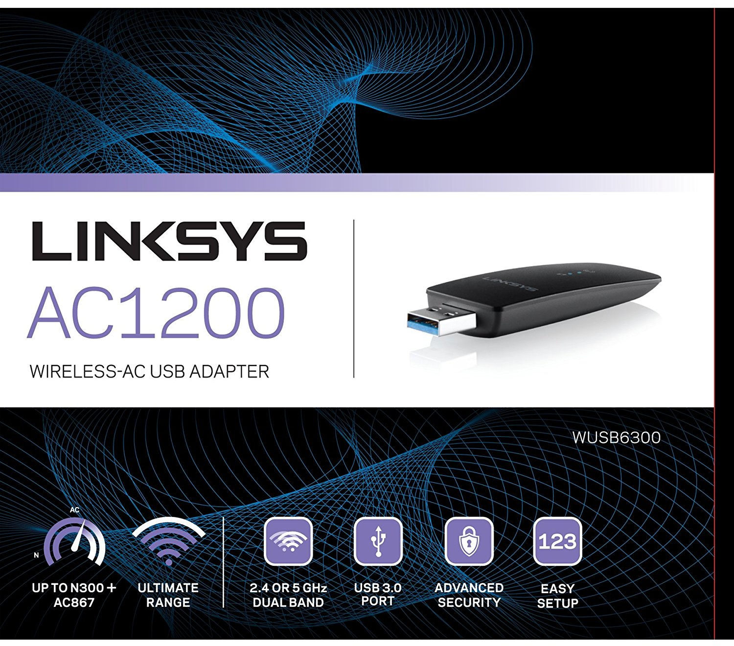 Linksys Dual-Band AC1200 Wireless USB 3.0 Adapter