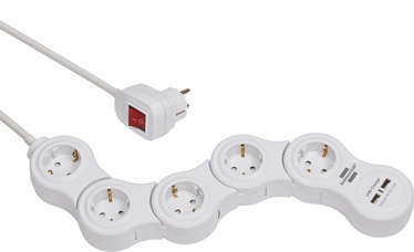 Удлинитель Brennenstuhl VARIO-LINE, 3 x 1,5 mm², 1.4 м, 5 розеток, 2USB