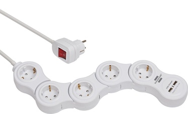 Buitinis ilgintuvas Brennenstuhl VARIO-LINE, 3 x 1,5 mm², 1.4 m, 5 lizdų, 2USB