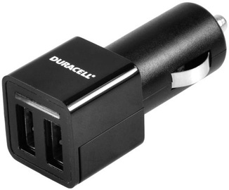 Auto laadija Duracell, 2 x USB, must