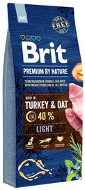 Sausā suņu barība Brit Premium by Nature Light, tītara gaļa, 15 kg