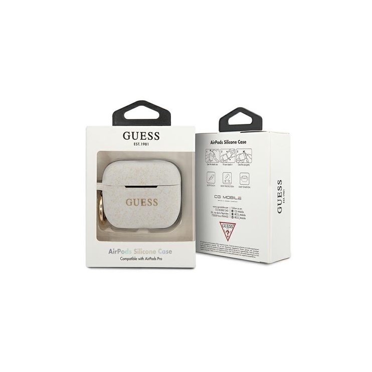 Piederumi Guess Silicone Case For AirPods Pro, zelta/balta