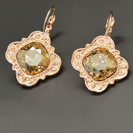 Diamond Sky Earrings With Crystals From Swarowski Nostalgia III Golden Shadow