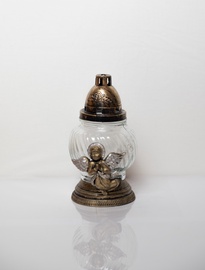 SN Tomb Candle With Angel 12x20cm Brown