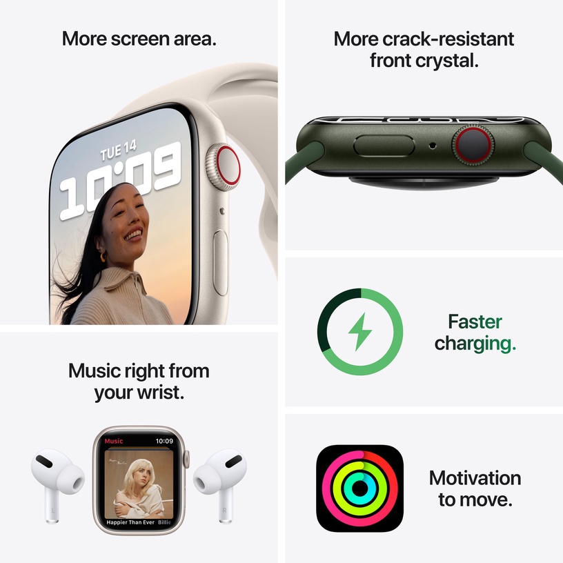 Nutikell Apple Watch Series 7 GPS + Cellular, 41mm Starlight Aluminium Case with Starlight Sport Band - Regular, beež