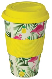 Must 100% Eco Bamboo Fibre Mug With Silicone 480ml Flamingo Yellow