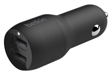 Auto telefona lādētājs Belkin, 2 x USB, melna