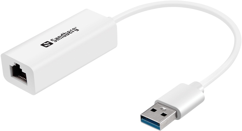 Адаптер Sandberg USB3.0 Gigabit Network Adapter USB A male, RJ-45 female, белый