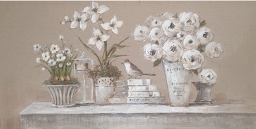 Home4you Linen Oil Painting Flower Vases 60x120cm