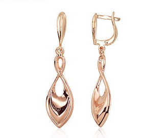 Diamond Sky 14K Red Gold Earrings Mephisto III Solid Gold 585