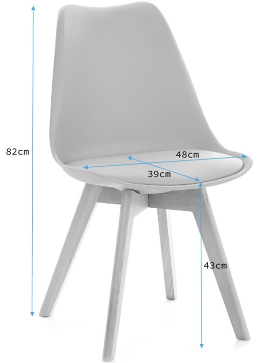 Стул для столовой Homede Tempa, серый, 40 см x 46 см x 81 см, 4 шт.