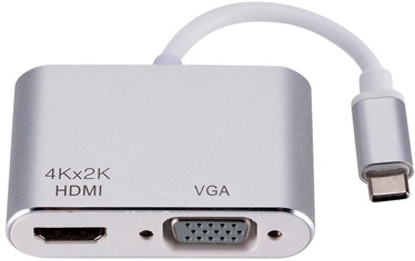 RoGer Type-C To HDMI + VGA Adapter Silver