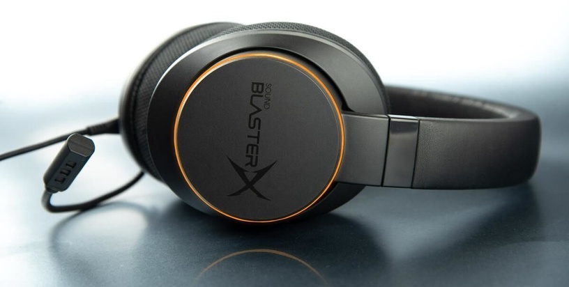 Laidinės žaidimų ausinės Creative Sound BlasterX H6, juodos