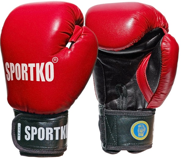 Боксерские перчатки SportKO PK1, красный, 10 oz
