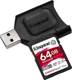 Kingston Canvas React Plus 64GB SDXC UHS-II Class 10 w/Adapter