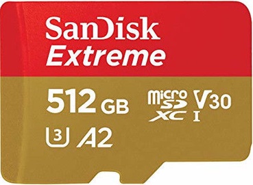 Atmiņas karte SanDisk Extreme 512GB microSDXC UHS-I U3 + SD Adapter