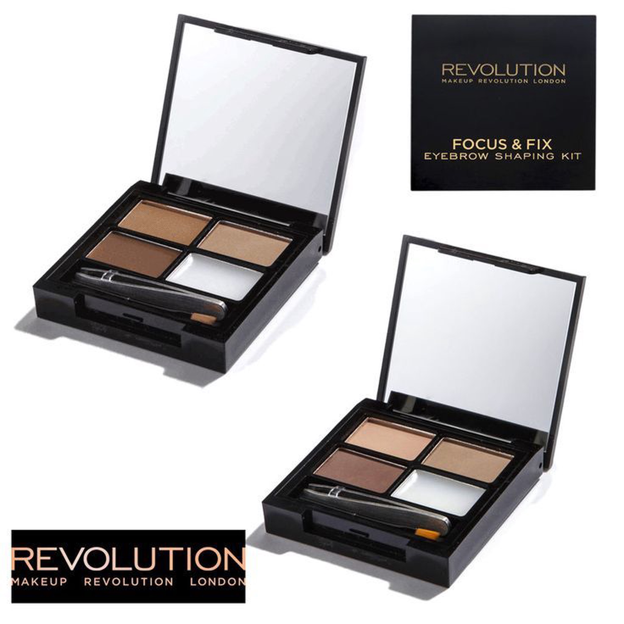 Makeup Revolution London Focus & Fix Kit Eyebrow Shaping MAKEUP REVOLUTION LONDON FOCUS & FIX EYEBROW SHAPING KIT WITH WHITE