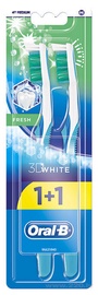 Зубная щетка Oral-B 3D White Fresh 40 Medium 1+, белый/зеленый, 2 шт.