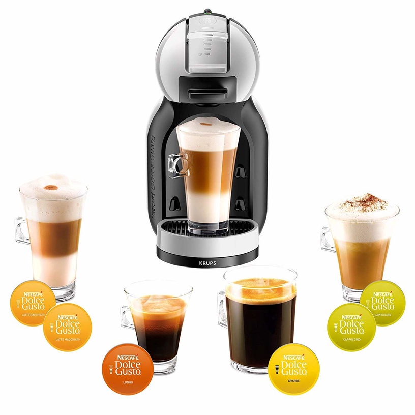 Kapsulas kafijas automāts Krups Dolce Gusto Mini Me KP123B, balta/pelēka