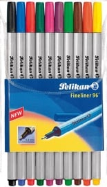 Lodīšu pildspalva Pelikan Fineliner 96, daudzkrāsains, 10 gab.