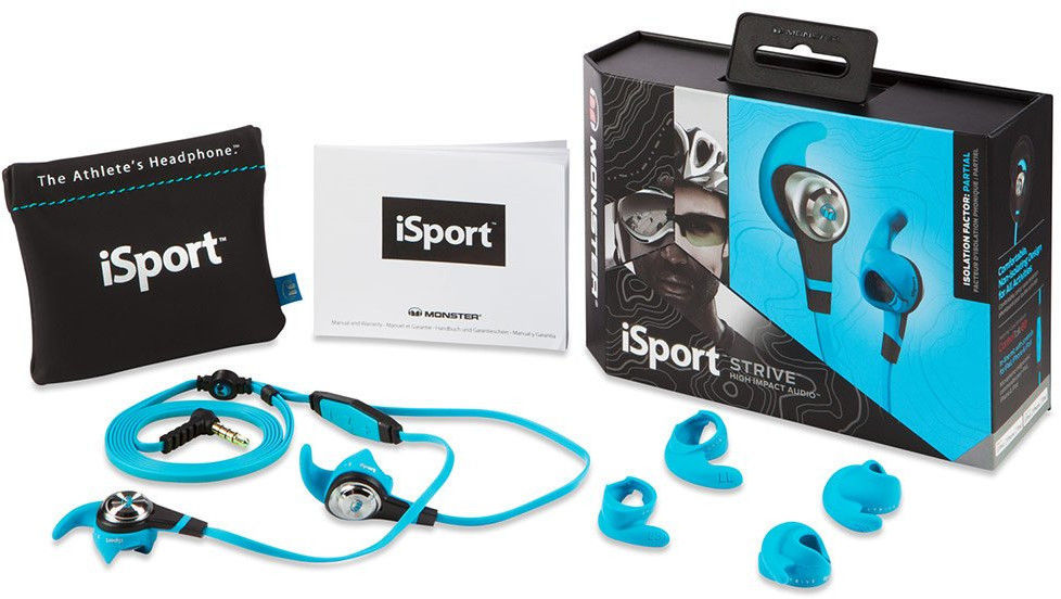 Ausinės Monster iSport Strive in-ear, mėlynos - Senukai.lt