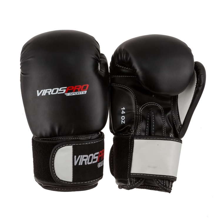 Боксерские перчатки VirosPro Sports SG-1011B, черный, 14 oz