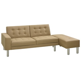 Диван-кровать VLX Faux Leather 323622, светло-коричневый, 197 x 83 x 70 см