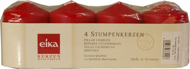 Eika Pillar Candles 8x6cm Red 4pcs