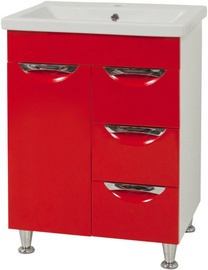 Шкафчик для ванной с раковиной Sanservis Laura Laura 60 Red, красный, 45 x 60 см x 83 см