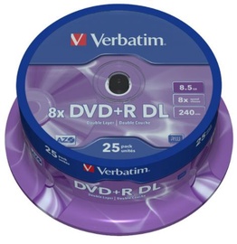 Накопитель данных Verbatim DVD+R DL 8.5GB 8x 25pcs