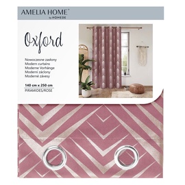 Nakts aizkari AmeliaHome Oxford Curtains Piramides, rozā, 140 cm x 250 cm