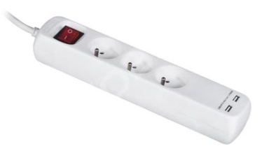 ActiveJet Power Strip 3 Outlet White 1.5m