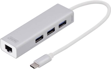 Dock jaam Digitus Digitus USB-C GigE, hõbe, 0.01 m
