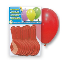Õhupall Pastel Opaque, punane, 12 tk