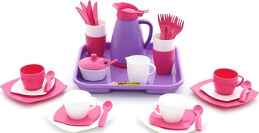 Mängu teekomplekt Wader-Polesie Dishes Set On Tray Alisa For 4 People, roosa